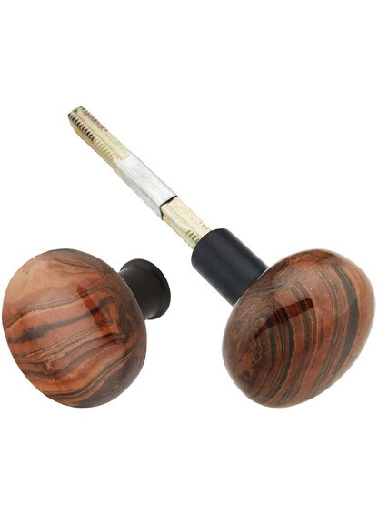 Pair of Bennington-Style Rim Lock Knobs with Black Iron Shanks - 1 3/4 inch Diameter.